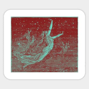 Flying In Stars In Mint And Red Sticker